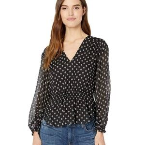 Joie Black and White Patterned Blouse